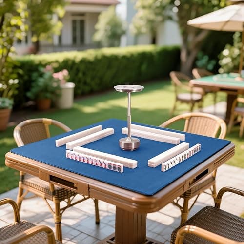 Blue Mahjong Mat - Non-Slip Noise Reduction Gaming Mat 31.5''x 31.5'', Mahjong Table Mat with Black Carrying Bag for Mahjong, Poker, Card Games, Dominoes, Board Games, Slip Resistant Mat (Blue) thumbnail 2