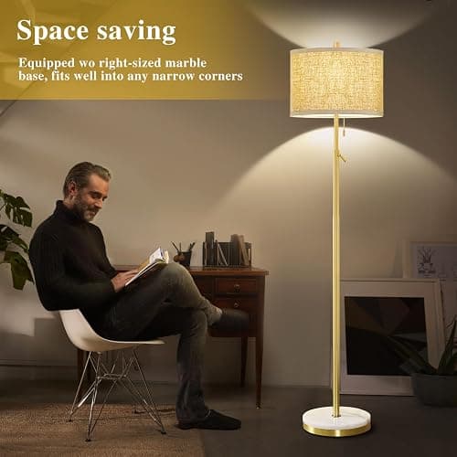 GyroVu Marble Floor Lamp, Adjustable Height Standing Lamp with Marble Base Tall Lamp with Pull Chain Switch Floor Lamps for Living Room, Bedroom & Office Bulbs Not Included(Gold) thumbnail 3