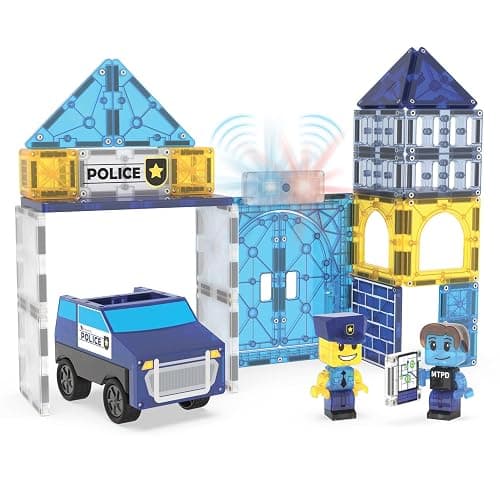 MAGNA-TILES Police Station 35-Piece Magnetic Construction Set, The Original Magnetic Building Brand thumbnail 7