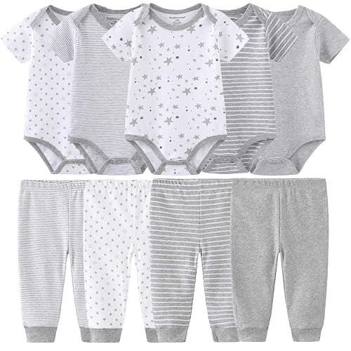 Baby Layette Set Baby Boys' 9-Piece Bodysuits Pants Set Toddler Girl Boy Unisex Baby Gift Sets - Image 1