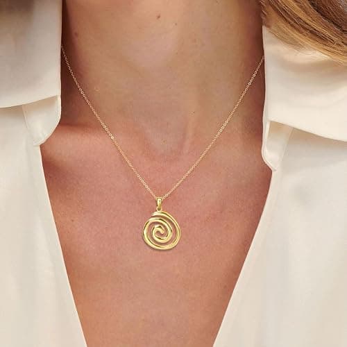 Rnivida Spiral Pendant Necklace for Women,14k Gold Plated Jewelry Gift with Adjustable Stainless Steel Chain 18‘’ thumbnail 4
