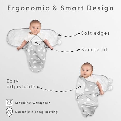 Little Seeds Swaddle Blanket 0-3 Months, 3-Pack Organic Cotton Baby Swaddles - Swaddles for Newborns Infant Boys & Girls, Soft & Snug Hip-Healthy Swaddling Blankets thumbnail 5