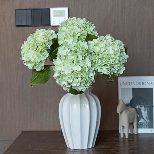 DUYONE 4PCS Artificial Flowers Large Hydrangeas Flowers Latex Bouquet for Wedding Bridal Office Home Party Decoration (4Pcs Light Green) thumbnail 3