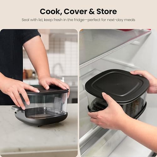 Kismile 5-in-1 Portable Glass Air Fryer, 2.6QT & 4.7QT Dual Glass Containers with Lids, 85% Less Oil, Compact Smart Air Fryer Oven for Deep Roast, Crisp, Keep Warm – Freezer & Dishwasher Safe thumbnail 9