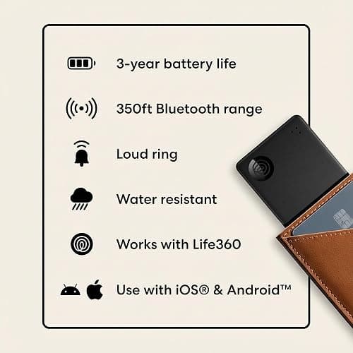 Life360 Tile Slim - Wallet Finder, Bluetooth Tracker and Item Locator for Luggage Tags, Passports and More. Both iOS and Android Compatible. Phone Finder. 2-Pack (Black) thumbnail 8