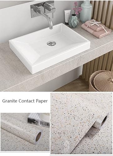 MelunMer Glossy Marble Wallpaper Peel and Stick Yellow Removable15.7”×118” | Self Adhesive Wallpaper for Bathroom Kitchen Waterproof, Granite Marble Contact Paper for Countertop Easy to Install & Clean thumbnail 4