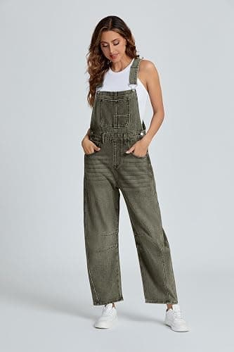 Ladyful Women's Denim Overall Casual Straight Wide Leg Bib Jeans Overall Adjustable Straps Denim Romper Stretch Jumpsuits thumbnail 3