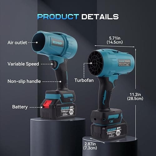 Leaf Blower Cordless, 21V 350,000RPM Portable Dust Cleaner Handheld Leaf Blower w/ 5.0Ah Batteries & Charger, Lightweight Blower for for Lawn, Yard, Patio, Sidewalk and Car Cleaning thumbnail 2