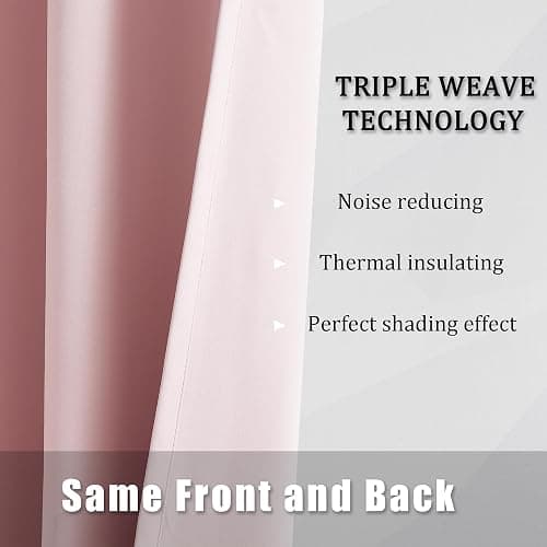 DUALIFE Solid Pink Curtains 84 Inches Long Baby Pink Blackout Curtain Panels/Drapes for Girls Bedroom Decor Grommet Room Darkening Thermal Insulated for Baby Nursery 42''x 84'' Set of 2 Panels thumbnail 6