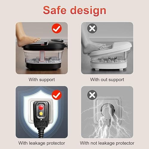 GEHONA Collapsible Foot Spa Bath with Heat,Foot Massager with Two Side Supports,Leakage Protector,Temperature Control,Bubbles,Red Light,Timer,Feet Spa Tub,Feet Soaker,Gifts (Black) thumbnail 2