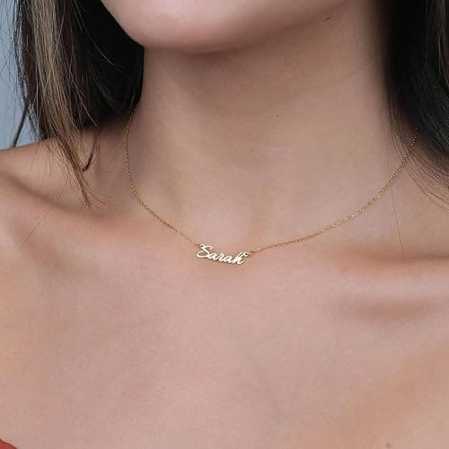 Personalized Name Necklace for Women,18k Gold Plated Handmade Custom Name Necklace,Mother's Day Customized Jewelry Gifts for Mom Wife thumbnail 6