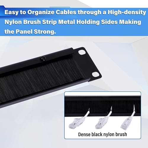 GeeekPi 10 inch 1U Brush Cable Manager Rack Mount Cable Management Panel with Brush Strip for Cable Entry for DeskPi RackMate T1/T0/T2/T1 Plus/T0 Plus and 10 inch Server Rack or Network Cabinet (2) thumbnail 3