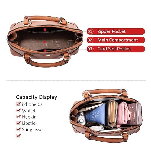 LOVEVOOK Purse for Women Small Crossbody Bags Classic Double Zip Top Handle Dome Satchel Bag thumbnail 3
