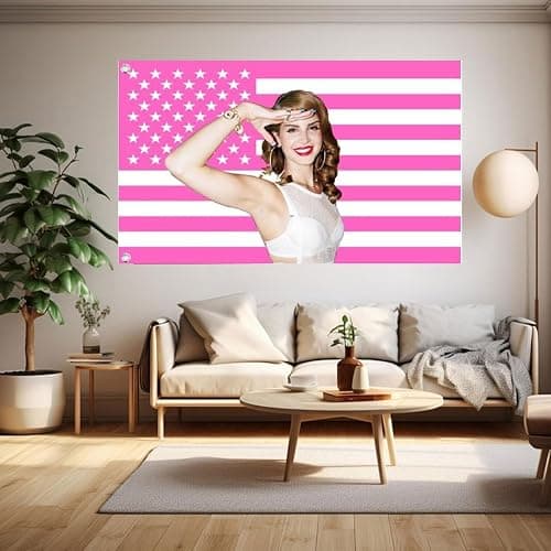 Drapeau américain personnalisé de 0,6 x 0,9 m | Design personnalisé pour dortoirs, chambres, clubs, concerts, bars | Tapisserie décorative amusante (drapeau rose) thumbnail 2