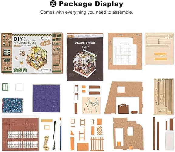 Rolife DIY Miniature House Kit Miller's Garden, Tiny House Kit for Adults to Build, Mini House Making Kit with Furnitures, Halloween/Christmas Decorations/Gifts for Family Friends (Miller's Garden) thumbnail 9