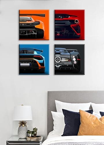 JiazuGo Modern Car Posters Decor Mens Room Wall Art Prints Classic Supercar Picture Paintings for Boys Room Cool Racing Sports Car Canvas Poster Decor Man Cave Car Room Bedroom Office with Frame thumbnail 6