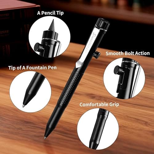 SMOOTHERPRO Bolt Action Pen, Ballpoint and Pencil in One with Graphite Alloy Tip, Retractable Twist Design, Compatible with Parker Refill, for Office Sketching Journaling Black(APG01) thumbnail 4
