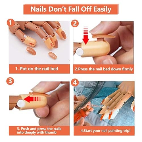 Nail Trainning Practice Hand for Acrylic Nail-Flexible Nail Training Hand Kits, False Fake Mannequin Model Train Hand with 300 PCS Nail Tips, Nail Files thumbnail 3