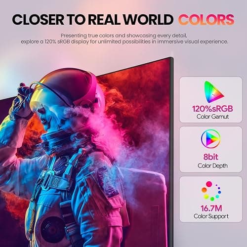 CRUA 24 Inch Curved Gaming Monitor 200Hz, FHD 1080P 120% sRGB White Computer Monitor, Support AMD freesync, Low Motion Blur, Eye Care,Wall Mountable/Tilt Adjustable(DisplayPort1.4 & HDMI2.0) - 24 Inch - White FHD 200HZ thumbnail 3