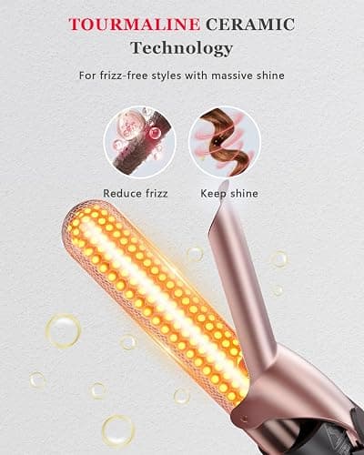 5 in 1 Curling Iron & Thermal Brush Set with 4 Interchangeable Ceramic Barrels (0.35”-1.25”) Fast Heat Dual Voltage Travel Hair Tools Birthday Gift for Women - Hair Curler Wand Kit for Curls & Blowout thumbnail 4