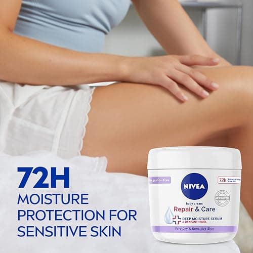 NIVEA Body Repair & Care Cream (400ml Jar), Sensitive Moisturising Cream with NIVEA DEEP MOISTURE SERUM, Body Cream with Strengthening Formula, Body Cream for Dry Skin thumbnail 7
