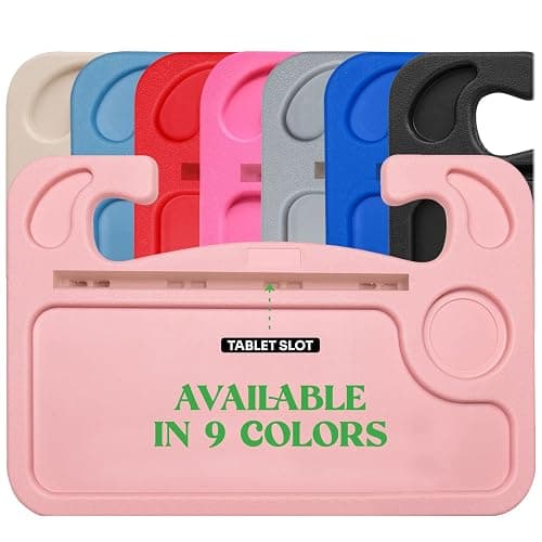 lebogner Steering Wheel Tray, Car Food Trays For Eating, Laptop, Tablet, iPad Or Notebook, Hook On Auto Steering Wheel Desk Table, For Most Vehicles Steering Wheels, Travel Car Accessories, Light Blue - Light Pink thumbnail 2