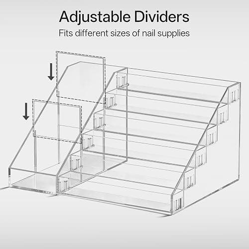 HBlife 6 Tier Nail Polish Organizer with Nail Supplies Organizer, Quick Assembly Clear Acrylic Nail Polish Holder Display Stand for Gel Polish (1 Pack) thumbnail 5