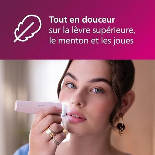 Philips Series 5000 - épilateur visage, épilateur individuel pour femme, sans fil et compact, avec tête hypoallergénique, épilation douce et rapide du visage, retouches faciles, modèle BRR454/00 thumbnail 2