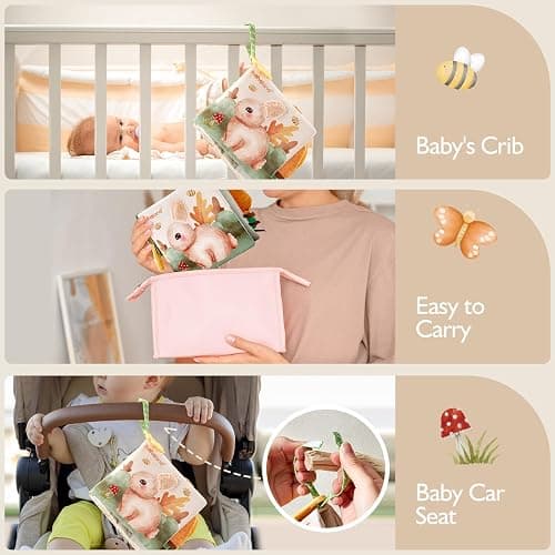 hahaland Libro Bebe Juguetes Bebes 0 3 6 Meses, Libro de Tela Blandos para Bebe Recien Nacido, Animales Interactivo Libro Sensorial para Bebes 6-12 Meses thumbnail 7