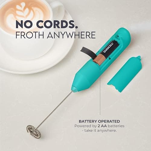 Zulay Kitchen Powerful Milk Frother Wand - Handheld Stainless Steel - Battery Operated Drink Mixer for Coffee, Lattes, Cappuccino, Matcha - Froth Mate Frother Gift - Cool Tide thumbnail 4
