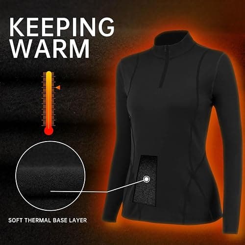 TERODACO Half Zip Thermal Base Layer Women Warm Wicking Ski Base Layers with Micro Fleece Long Sleeves Ladies Thermal Tops for Running Hiking Cycling Soft Quick Dry Breathable thumbnail 4