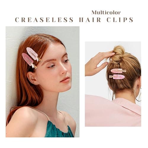 Cptots No Crease Creaseless No Bend Hair Clips For Styling Non Slip Flat Clips For Makeup Hair Accessories For Women,Pink,12 PCS thumbnail 5