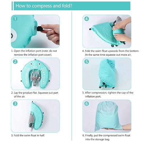 Mambobaby Float Self-Inflating Baby Pool Float with Canopy Compressible Pool Swim Float Infant Soft Solid Swimming Trainer with Removable UPF 50+ UV Sun Protection Canopy, Pink thumbnail 6