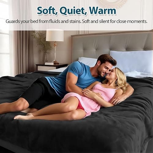 Haltune Water Proof and Stain Proof Blanket for Intimate Moment, Black Waterproof Blanket for Love King Size 90'' x 80'', Waterproof Throw Blanket for Couples Against Spills - Image 1