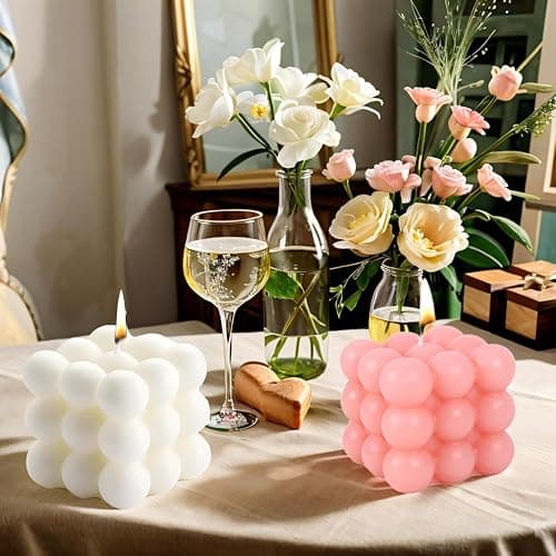 Heyumybit Lot de 2 Bougies à Bulles Faites à la Main,Cubiques Bougies,Bougies Parfumées Naturelles et Parfumées,Bougie Décorative en Cire de Soja Naturelle Faite à la Main thumbnail 5