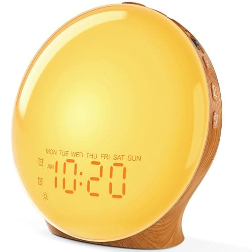 JALL Full-Screen Wake Up Light Sunrise Alarm Clocks for Bedrooms, White Noise Machine for Heavy Sleepers, 25 Natural Sounds, Dual Alarms, FM Radio, 17 Dimmable Colors, Bluetooth Speaker - Image 1