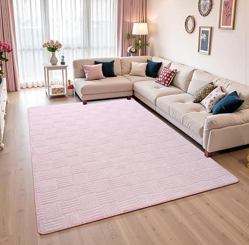 Flagover 4x6 Pink Washable Shag Area Rug for Girls Bedroom, Modern Geometric Non Slip Living Room Rugs, Fluffy Soft Thick Carpet for Kids Room, Dorm, Office, Bedside, Entryway and Home Decor thumbnail 6