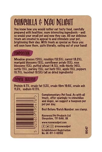 Rosewood Naturals Chinchilla & Degu Delight, Small Animal Treats, 150g (Pack of 2) thumbnail 2