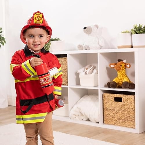 Melissa & Doug Fire Chief Role Play Costume Dress-Up Set Pretend Fire Fighter Outfit With Realistic Accessories, Firefighter Costume For Kids And Toddlers Ages 3+ thumbnail 6