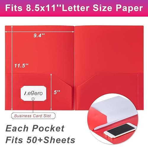 Aegero Plastic Folders with Pockets (7 Pack, Officewhite), Durable Heavy Duty File Folders with Business Card Slot, 2-Pocket Folder for Schoolwork & Office,Letter Size thumbnail 2