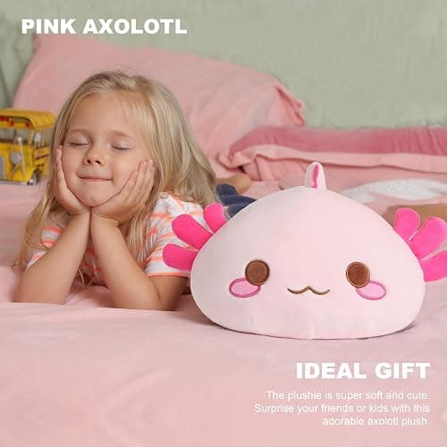 Onsoyours Cute Axolotl Plush, Soft Stuffed Animal Salamander Plush Pillow, Kawaii Plush Toy for Kids (Pink Axolotl A, 13") thumbnail 6