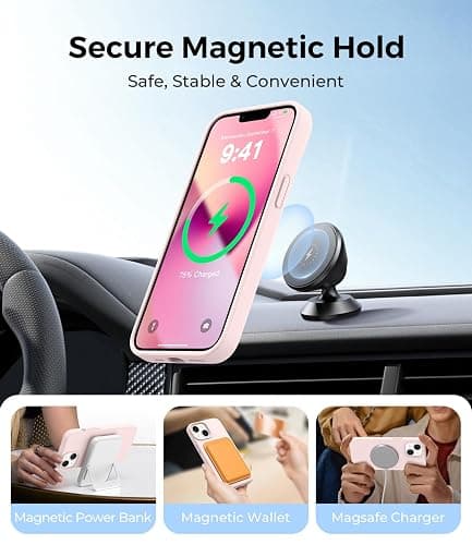AOTESIER Magnetic for iPhone 13 Case, [Compatible with MagSafe][Military Shockproof Protection] Food Grade Silicone Case with Soft Anti-Scratch Microfiber Lining, 6.1 inch, Chalk Pink thumbnail 3
