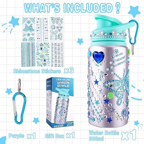Graduation Gift for Kids - Birthday Girl Gifts Ideas for Kids 8-12 -5 6 7 8 9 10 Year Old, Fun DIY Arts and Crafts Gifts for Girls Birthday Ages 8-12 Decorate Your Own Water Bottle with Stickers Kit thumbnail 3
