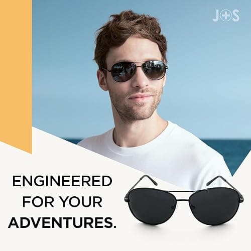 J+S Premium Military Style Classic Aviator Sunglasses, Polarized, 100% UV protection for Men Women thumbnail 2