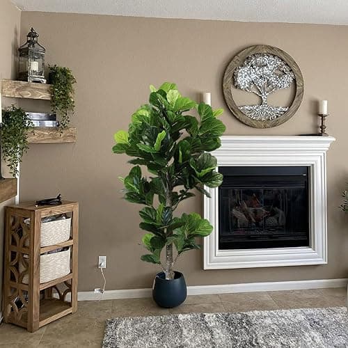Aveyas 6ft Artificial Fiddle Leaf Fig Tree for Home Decor, 6 Feet Large Faux Plant Fake Ficus lyrata Silk Trees with Pot for Indoor Outdoor House Living Room Office (6 ft Tall) thumbnail 8