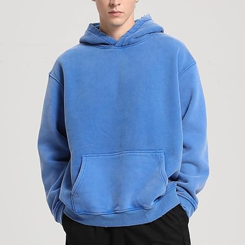 FAIABLE Mens Hoodies Oversized Unisex Acid Wash Hoodie Heavyweight Fleece Vintage Cotton Sweatshirt Men Women Streetwear thumbnail 2