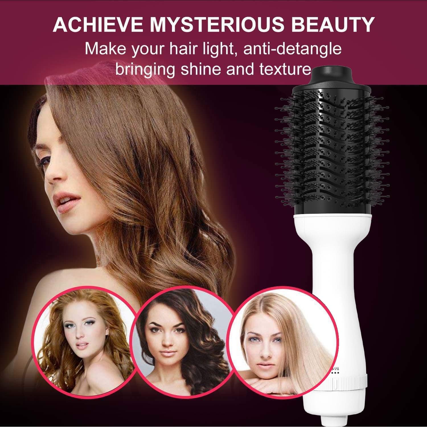 AU Plug Blowout Brush, 1200W One Step Hair Dryer & Hair Brush & 75mm Oval Shape Hair Styler & Volumizer 4-in-1 Hot Air Brush Negative Ion Blow Dry Brush for Smooth Frizz-Free Results for All Types (White) thumbnail 6