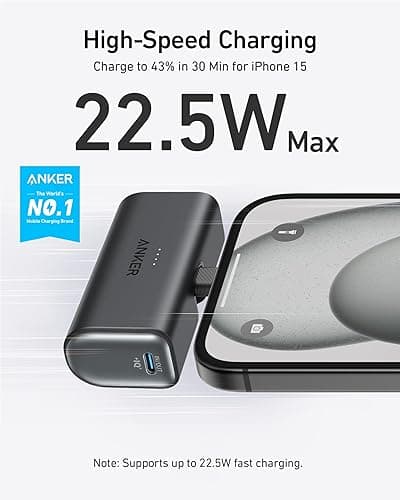 Anker Nano Power Bank,5,000mAh Portable Charger, Built-in USB-C Connector | 5,000mAh 22.5W Portable Charger for iPhone 17 / 16 / 15 Series, Galaxy S23 / S22 Series, iPad Pro / Air, AirPods, and More thumbnail 2