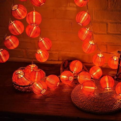 Dreamworth Red Lantern String Lights 13.1ft/4m 20 LEDs Hanging Lanterns Battery Operated String Lights for Chinese New Year,Spring Festival,Wedding,Party Decoration,Christmas thumbnail 3