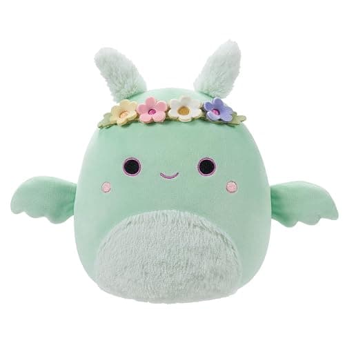 Squishmallows Original 7.5-Inch - Tove the Mint Green Mothman with Flower Crown and Fuzzy Belly - Image 1